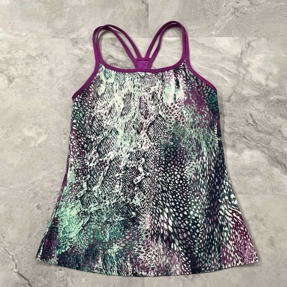 Fabletics Snakeskin Tahoe Racerback Tank Built in Bra Purple Teal Size Small S - Picture 1 of 4